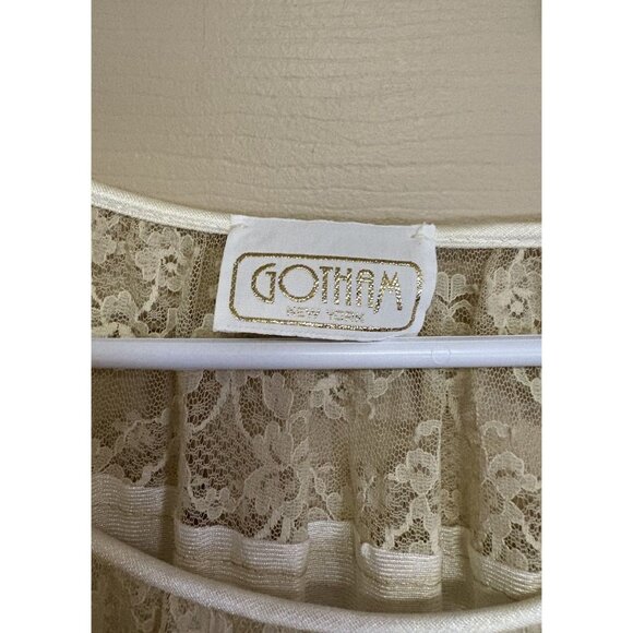 GOTHAM New York Vintage RARE Nightgown IVORY WIDE LACE TRIM Nylon USA MEDIUM - Picture 4 of 7
